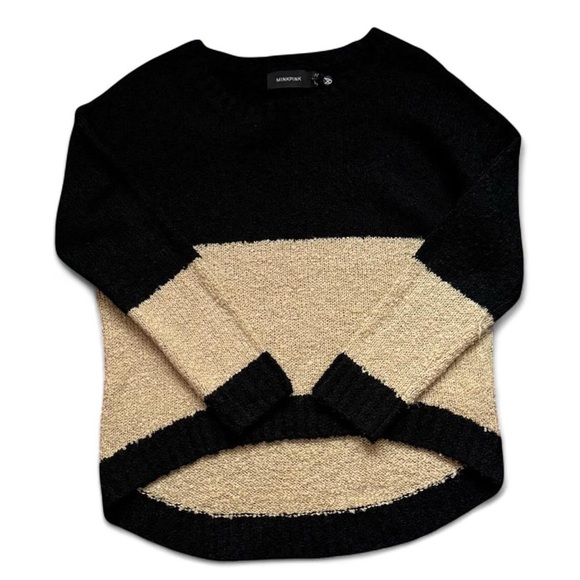 MINKPINK Sweaters - NWT MINKPINK Looped Out Knit Black Tan Colorblock Jumper Sweater — SMALL